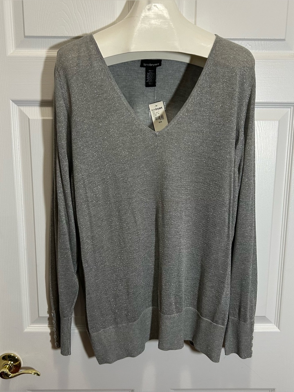 Lane Bryant Light Gray Deep V-Neck Sweater